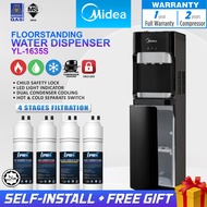Midea Water Dispenser Floorstanding Hot Normal Cold Penapis Air 1635S - 4 Stages Antibacterial Filte