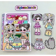 Paper Doll Laminated Pusheen Cat house peel-and-stick toy - Gacha paper doll Doll House