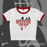 MERAH KATUN NORACY.STUDIOS - CROP TOP STRANGER THINGS LOGO RIB RED SPORTY SLIM FIT | ROCK MUSIC META