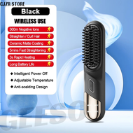 直发梳 GEESO Hair Straightener Comb Anti-scald Portable Hair Brush Ionic Hair Curler with Dense Comb Te