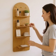 Bảng Pegboard Hình Oval Có Hộp Treo Tường 40x120cm / 50x120cm - Gỗ MDF Melamine - Trắng Đen Vân Gỗ -