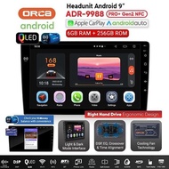 New Head Unit Android Auto CarPlay 9 inch ORCA ADR-9988 PRO+ Plus DVR