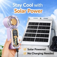 Solar Mini Fan Portable Handheld Fan with Solar Panel Rechargeable Outdoor Camping Fan Pocket Size S