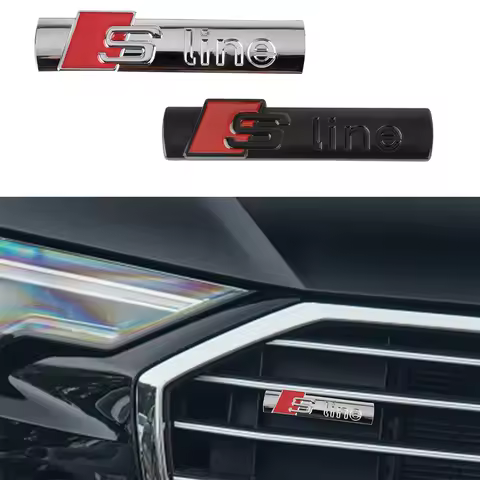 3D Metal Sline Emblem Car Front Grille Badge For Audi A3 A4 A6 A7 A5 Q3 Sportback B8 B9 C6 Q5 B6 S5 