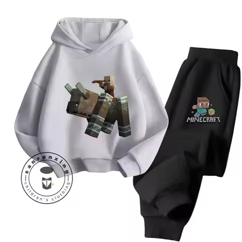 Minecraft 2D Cartoon Printed Hoodie Set Fashion 2025 For Kids Teens Boys Girls Casual Hot Sale Autum