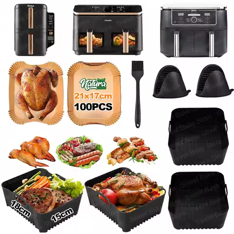 Silicone Air Fryer Mould, Baking Paper Liners, Air Fryer Accessories for Cosori 8.5L, Dual Zone AF50