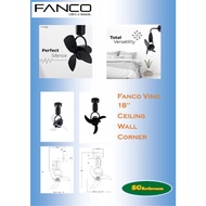 FANCO 18inch VINO Corner Fan - DC Motor Ceiling or Wall Mounting Fan - Remote control Last Speed Memory