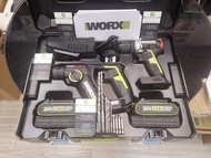 (香港WORX威克士總代理行貨) WORX 威克士 WU938 20V 無碳刷輕裝油壓鑽+無刷雙速電鑽 - Combo Kit(Rotary Hammer Drill+Driver Drill)