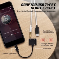 USB Type C to AUX Adapter 3.5mm PD Charging 2in1 Aluminum W1O33