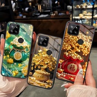 Case for REALME C12, C15, C25, C25S, C21Y, C25Y tempered glass back, Fortune Bag print, feng shui, l