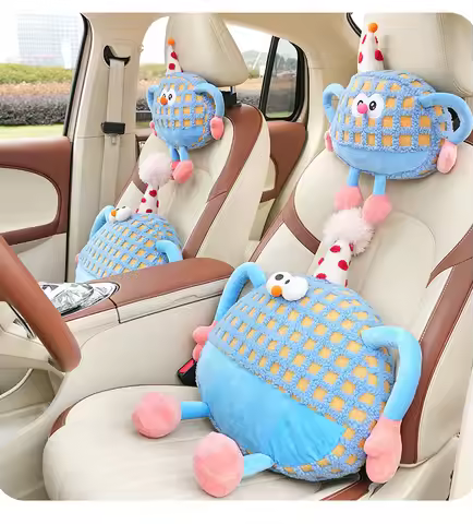 Little Monster Car Headrest, Cute Cartoon Car Pillow Neck Protection Pillow, Cute Dopamine Style Car