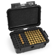 CASEMATIX Hard Shell 9mm Ammo Box For 5.56, 223 or 9mm Bullets - 8" Waterproof Airtight 84 Slot Ammo
