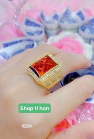 Nhẫn nam đá vuông mạ vàng 18k cao cấp