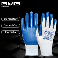 GMG Universal size safety gloves Polyester nitrile gloves oil proof wear resistant insulation shiny rubber gloves soft breathable nitrile gloves
