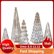 Illuminated Mercury Glass Christmas Trees 5PCS with Led Lights for Xmas Decorations for Home Party M