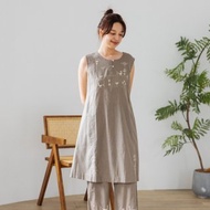 印度Soof刺繡無袖洋裝_咖灰