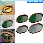 [Beauty] Begonia Flower Glass Tray Decorative Tray Dessert Countertop Bread Wooden Storage Tray Stor