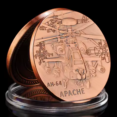 United States Army AH-64 Apache Gunship Souvenir Bronze Plated Coin US Veteran Collectible Challenge