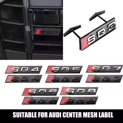 3D ABS Car Front Grille Emblem Decoration for Audi SQ3 SQ4 SQ5 SQ6 SQ7 SQ7 Badge Logo Auto Styling M