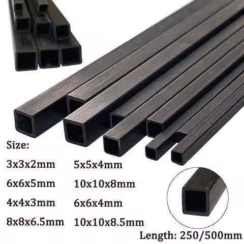 250/500mm Carbon Fiber Square Tube 3mm~10mm Square Tube Carbon Square Tube For Quadcopter Multicopto