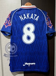 New!! เสื้อฟุตบอลย้อนยุค Retro ทีมชาติญี่ปุ่น ลายไฟ ปี 1998 ปีนี้หายากมาก อัดชื่อ NAKATA#8 หน้าหลัง