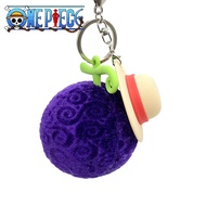 Anime One Piece Keychain Luffy Gum-Gum Fruit Straw Hat Key Chain Plush Devil Fruit Kawaii Bag Pendan