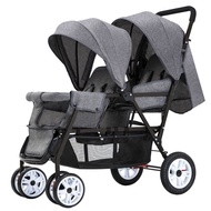 Twin Stroller Two-Child Double Stroller Big Child Trolley Foldable and Portable Front and Rear Sitting Lying Foldable