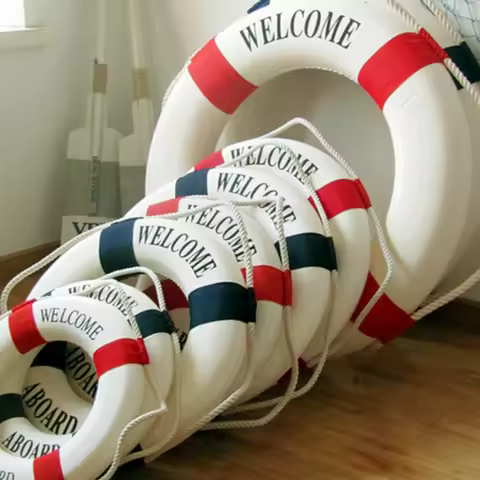 Welcome Aboard Nautical Life Lifebuoy Ring Boat Wall Hanging Mediterranean Style Home Decoration