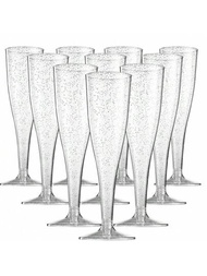 10入組彩色塑膠香檳酒杯4.5盎司可重複使用長蒂杯派對用葡萄酒水晶雞尾酒杯為派對花園燒烤婚禮生日週年慶等活動所使用