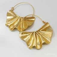 Retro Series Earrings Leaf Vacation Style Ginkgo Leaf Medieval Baroque Gold Earrings 1P4K