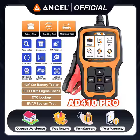 ANCEL AD410 PRO 6V/12V Car Battery Tester OBD2 Code Reader Engine Scan Tool Battery Analyzer OBDII S