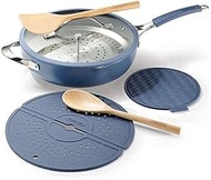 Tramontina All-In-One Plus 30cm 7 Pcs Wok Pan Set, Ceramic, Induction, Blue