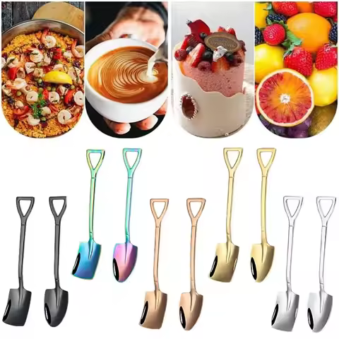 1Pcs Stainless Steel Shovel Spoon Teaspoon For Coffee Spoon Fruit Ice Cream Dessert Scoop Kitchen Ac