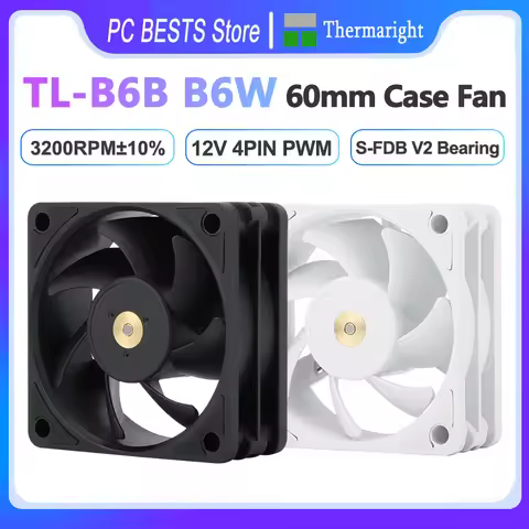 Thermalright TL-B6B B6W 60mm Case Fan 4pin PWM Temperature Control 6025 CPU Cooling Fan 3200RPM Cool