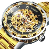FF Winner Transparent Diamond Mechanical Watch Skeleton Wrist W