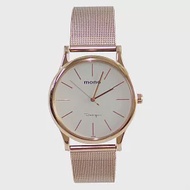 mono 5003B-396 低調奢華米蘭錶帶簡約錶面設計時尚手錶- 玫白