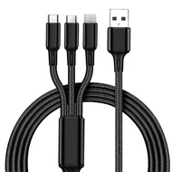 3 In 1 Nylon Fast Charging Data Cable For Mobile Phones Car Charging Cable Suitable For Samsung Huawei Oppo 1.2M