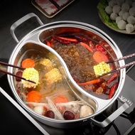 8L 32 or 36 cm SUS 304/316 No Wielding Marks Steamboat Yuan Yang Dual Pot Stainless Steel