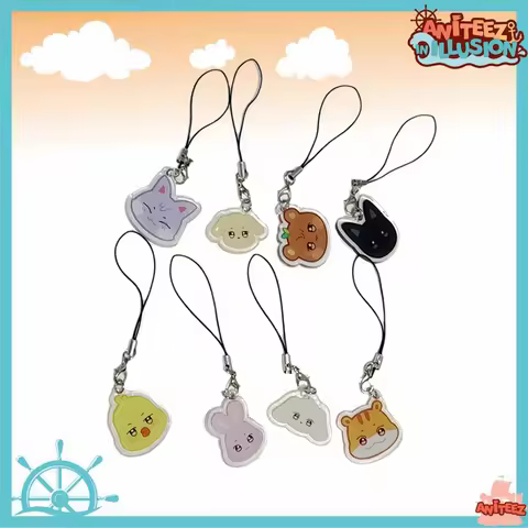 8PCS/SET KPOP ATEEZ Aniteez Pendant Phone Accessories Keychain Cute Keyring Hongjoong Seonghwa Wooyo