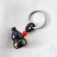 天然黑曜石六字箴言葫蘆鑰匙圈(含開光)避邪、化煞、開運、聚財