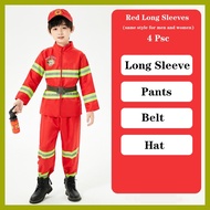 ❆ ➼ ◷ Fireman Costume for Kids Birthday Theme Suit for Boy Girl Career Day Guidance Costume with Ha