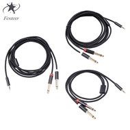 [Fenteer] 3.5mm to 6.35mm x2 Cable Audio Cables 3.5mm Stereo Jack Plug to 2 x 6.35mm Mono Audio Cabl