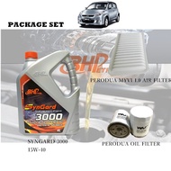 BHP Engine Oil Syngard 3000 15W-40 + Perodua Oil & Air Filter MYVI 1.0