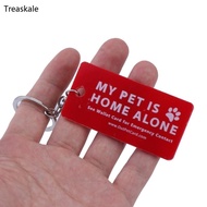 TREA Emergency Dog Cats is Home Alones Alerts Pet Emergency Contact Keychain Card Key with Emergency