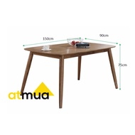 Atmua Borato Dining Table (Scandinavian Style) [Full Rubber Wood]