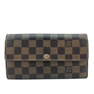二手LOUIS VUITTONN61734 Portefeuille Sarah 零錢包，Damier Ebene 皮革，長錢包，品牌標識，卡槽，零錢包，ブラウン