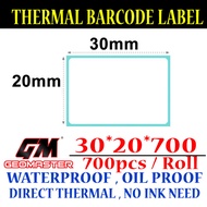 30 x 20 mm Barcode Sticker Thermal Price Label Product Label Sticker Paper Stock Ready 30 x 20 mm
