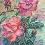 Roses flowers, watercolor drawing on paper