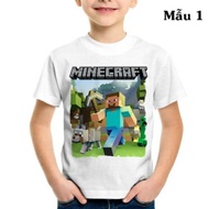 HOT MODELS - (5 models) Children's T-shirt with Minecraft Games Printed Thai cotton fabric S079 - re