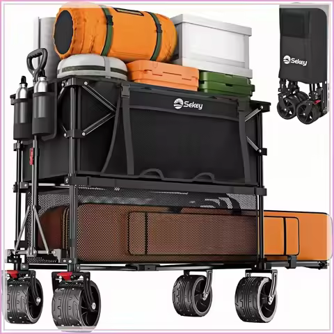 500LBS Heavy Duty Double Decker Wagon with Extender, 400L Cart Fits 10x10 Canopy, All-Terrain Big ,W